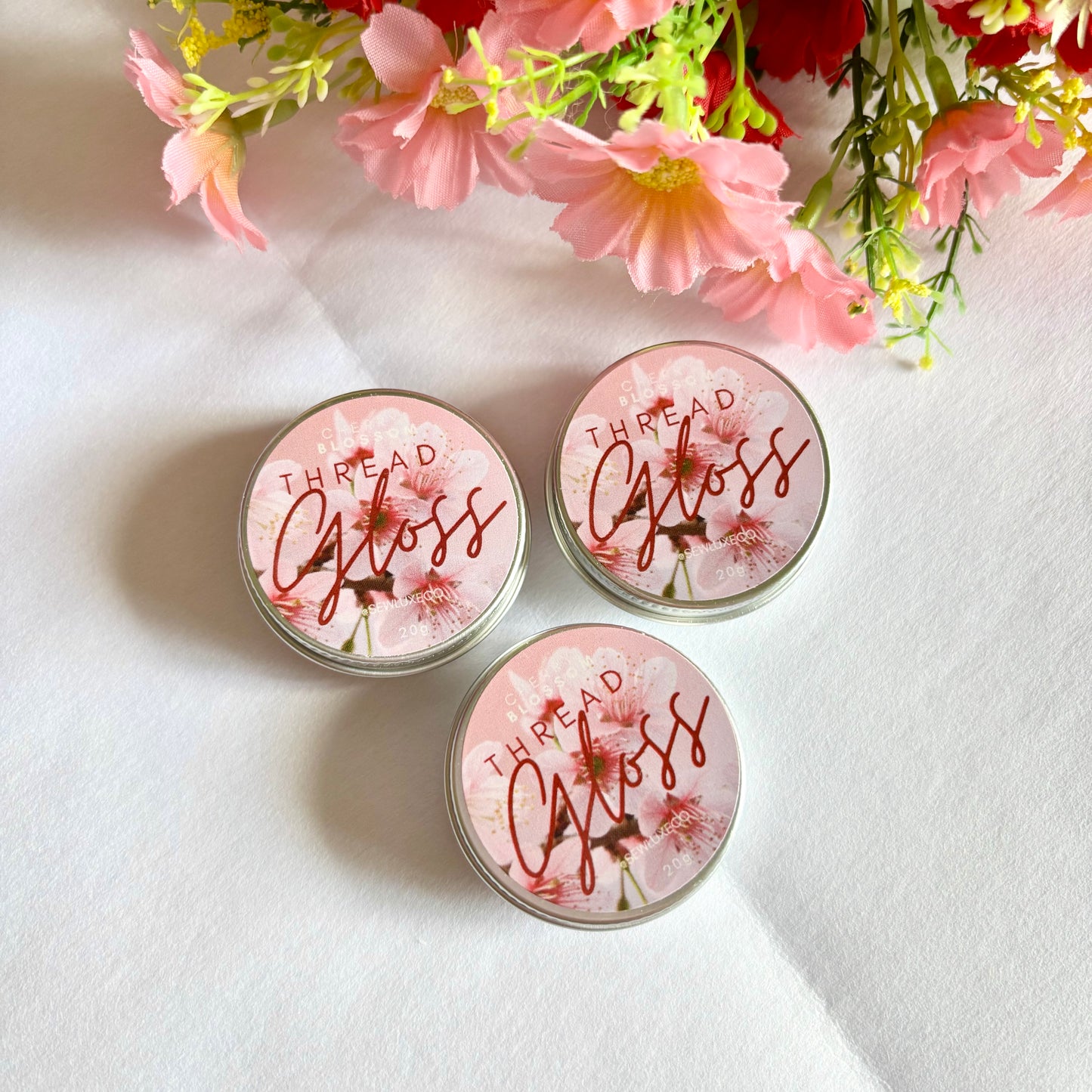 Cherry blossom scented thread gloss for embroidery