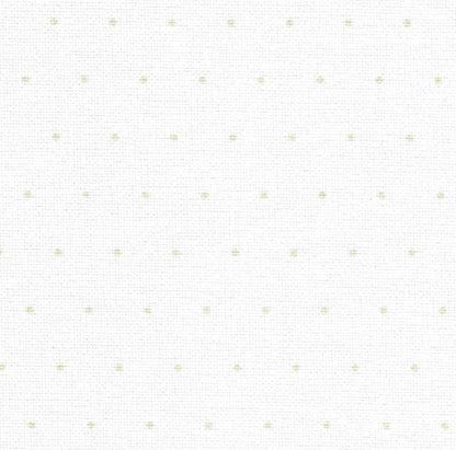 Zweigart 32ct Murano Evenweave – White with Green Mini Dots (1439)