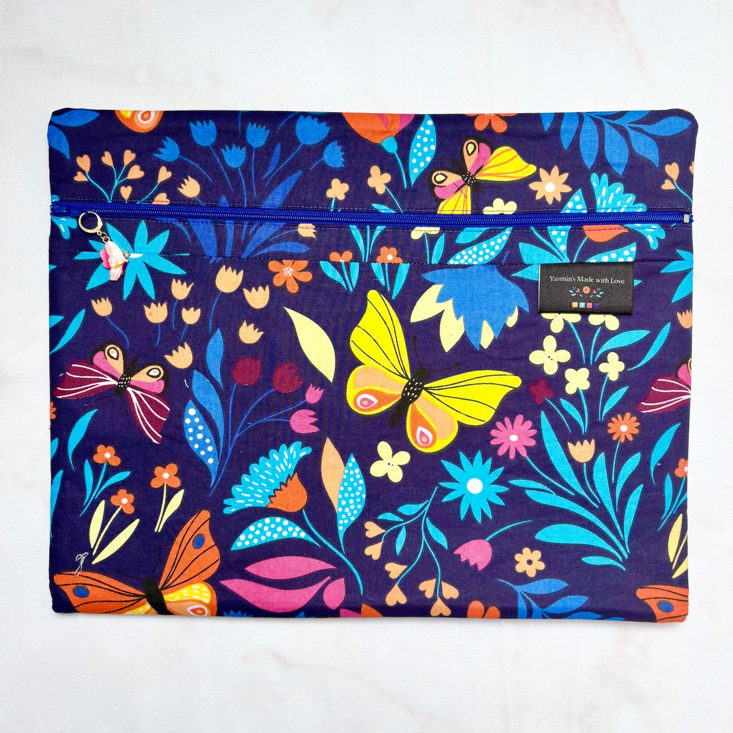 Butterflies Project Bag 11×14 quilting cotton craft organiser