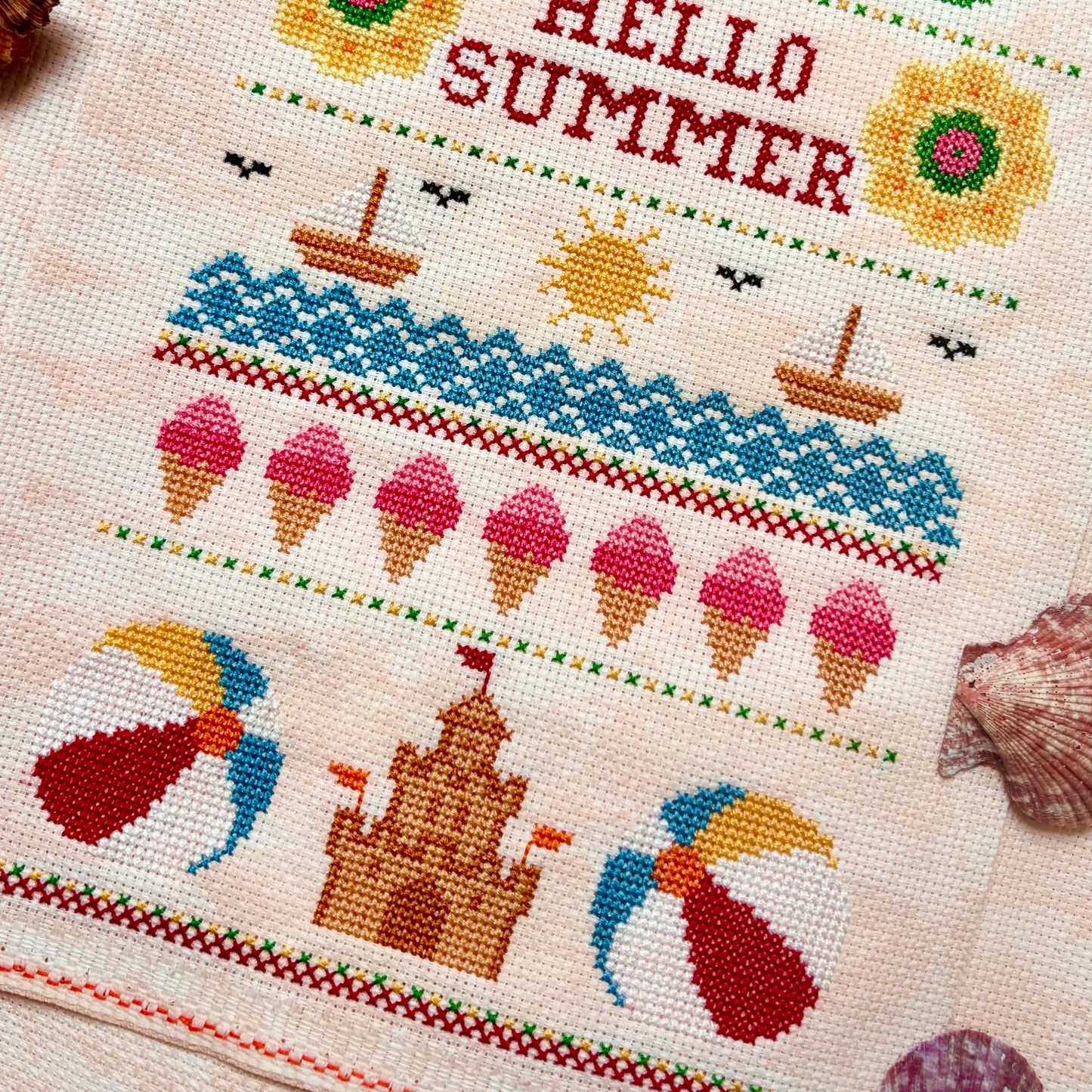 Hello Summer Band Sampler Cross-stitch Chart