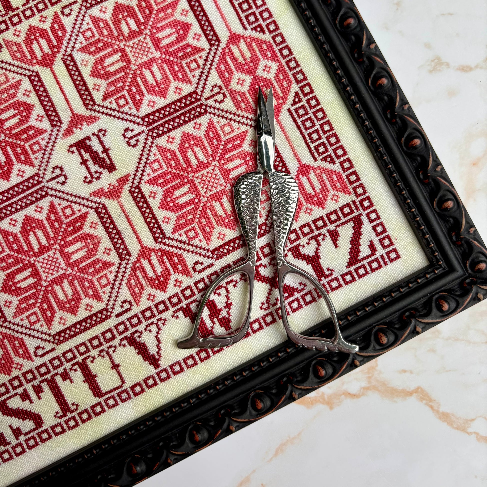 Silver finish mermaid tail embroidery scissors with textured handle