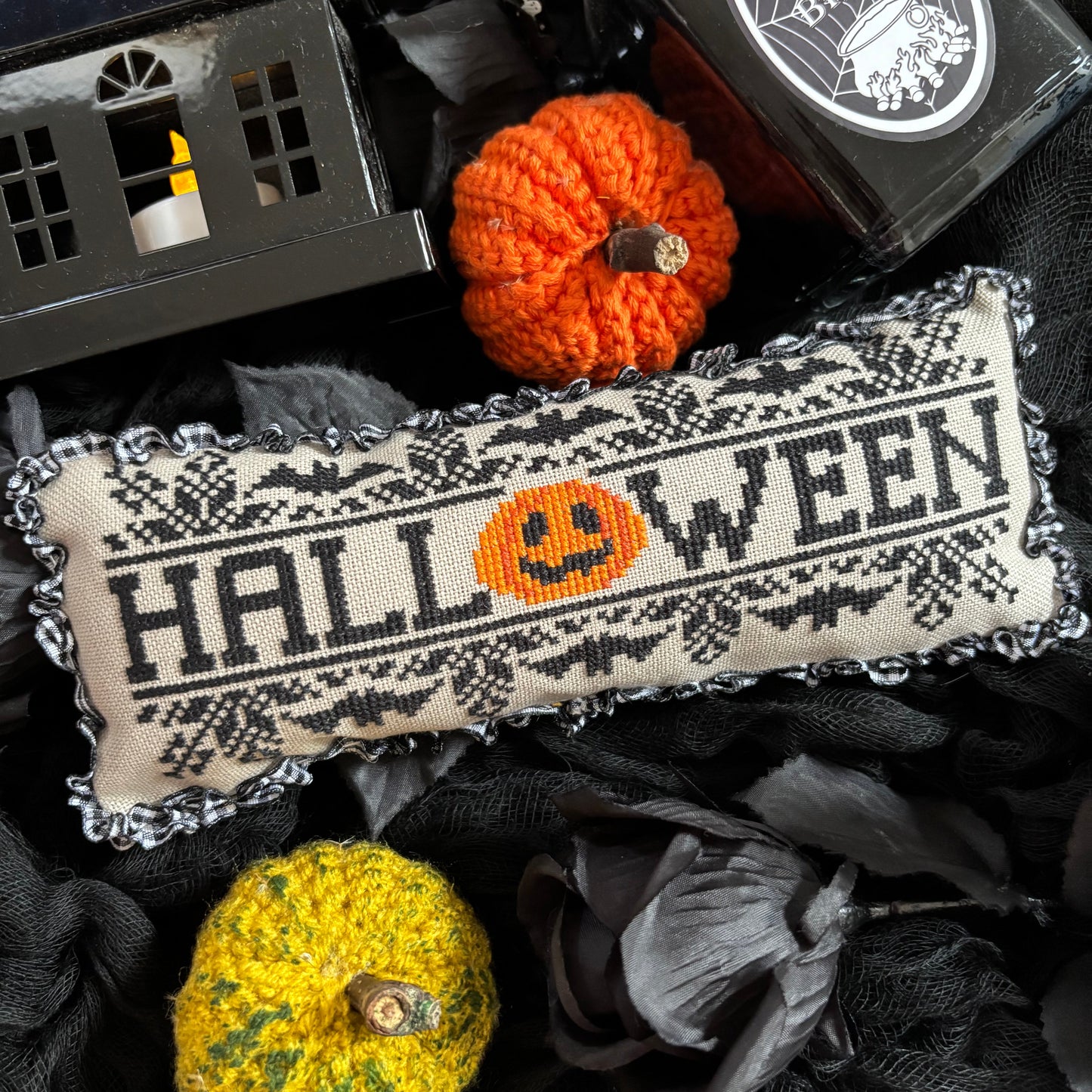 PRE ORDER Halloween Pillow cross- stitch pattern