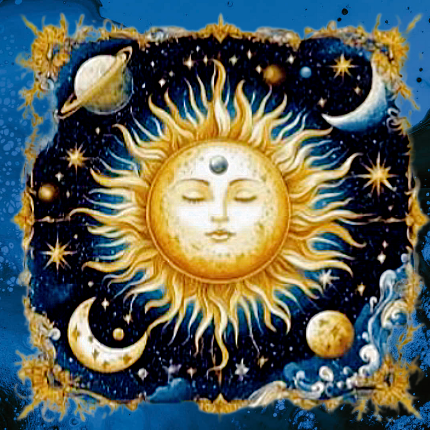 Celestial Sun Hand-Painted Storage Boxes