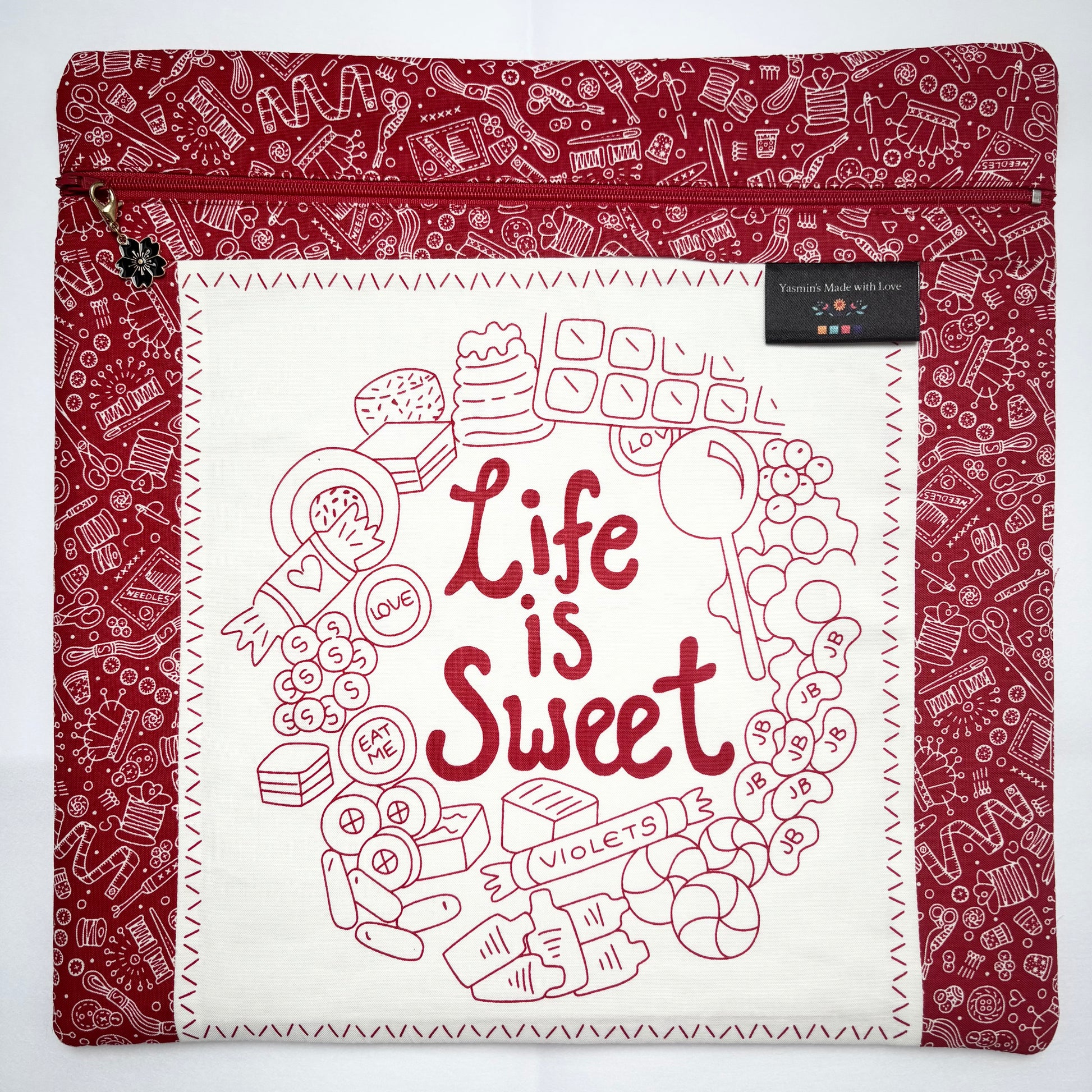 Say It With a Stitch - Life is Sweet Project Bag (12"x12")