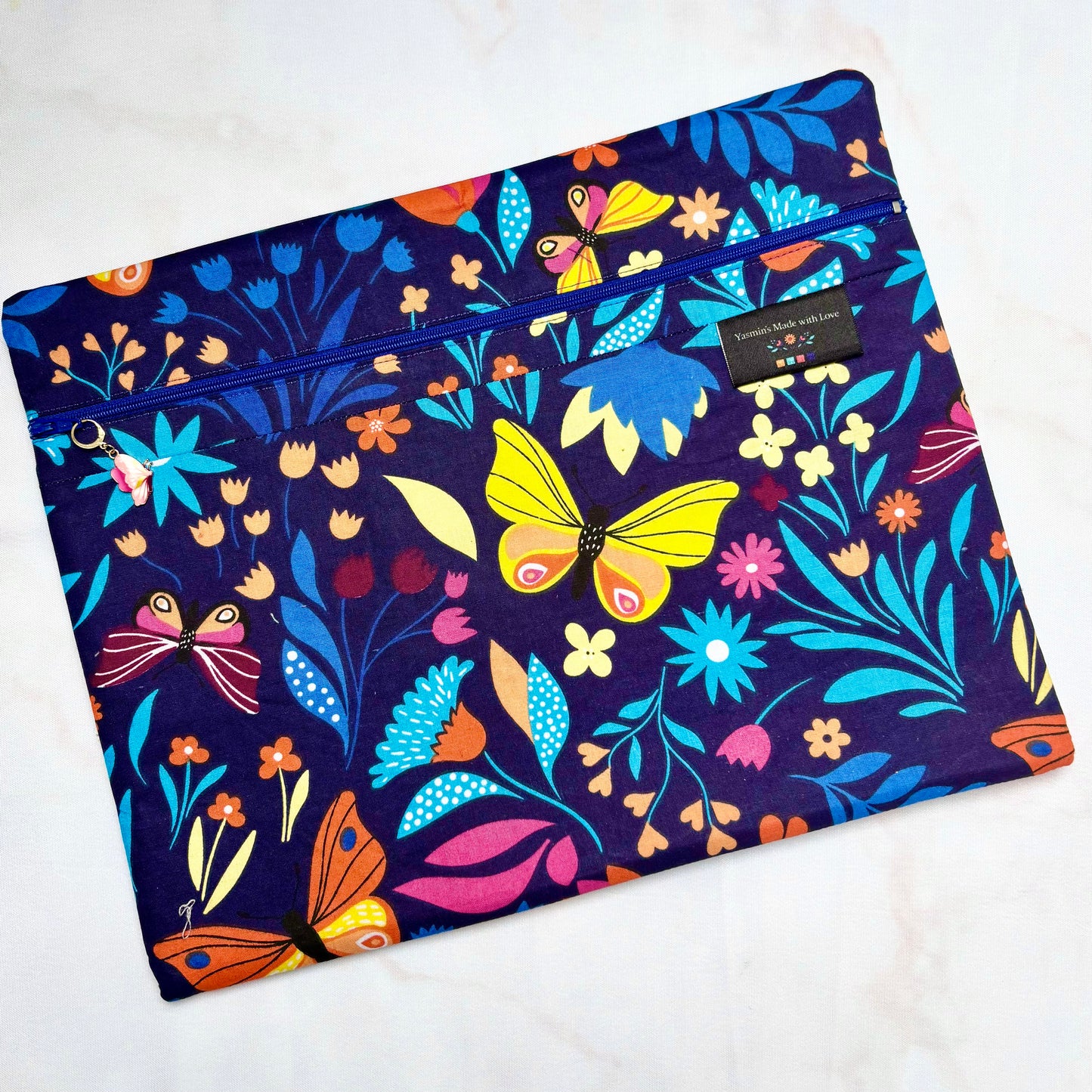Butterflies Project Bag 11×14 quilting cotton craft organiser