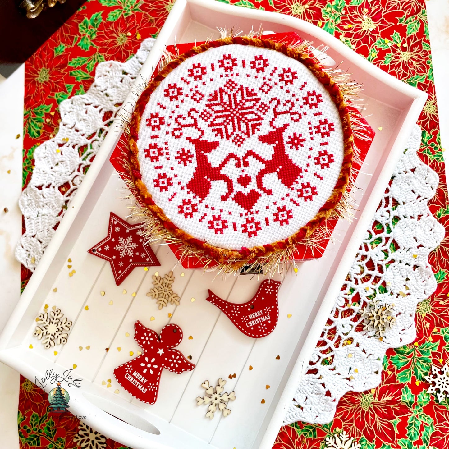 "Exclusive Nordic folk embroidery box with holiday stitching theme