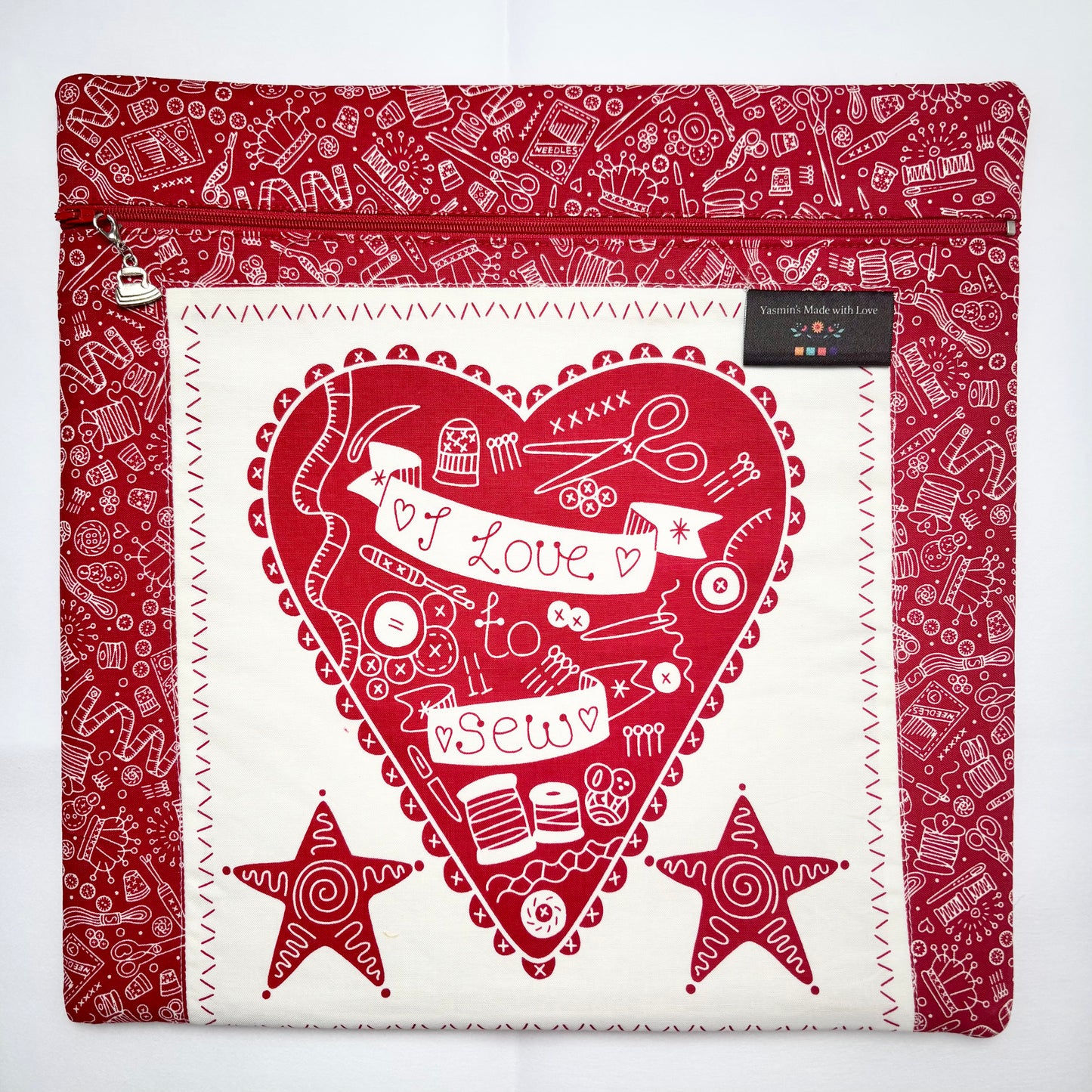 Say It With a Stitch - I love Sew Project Bag (12"x12")