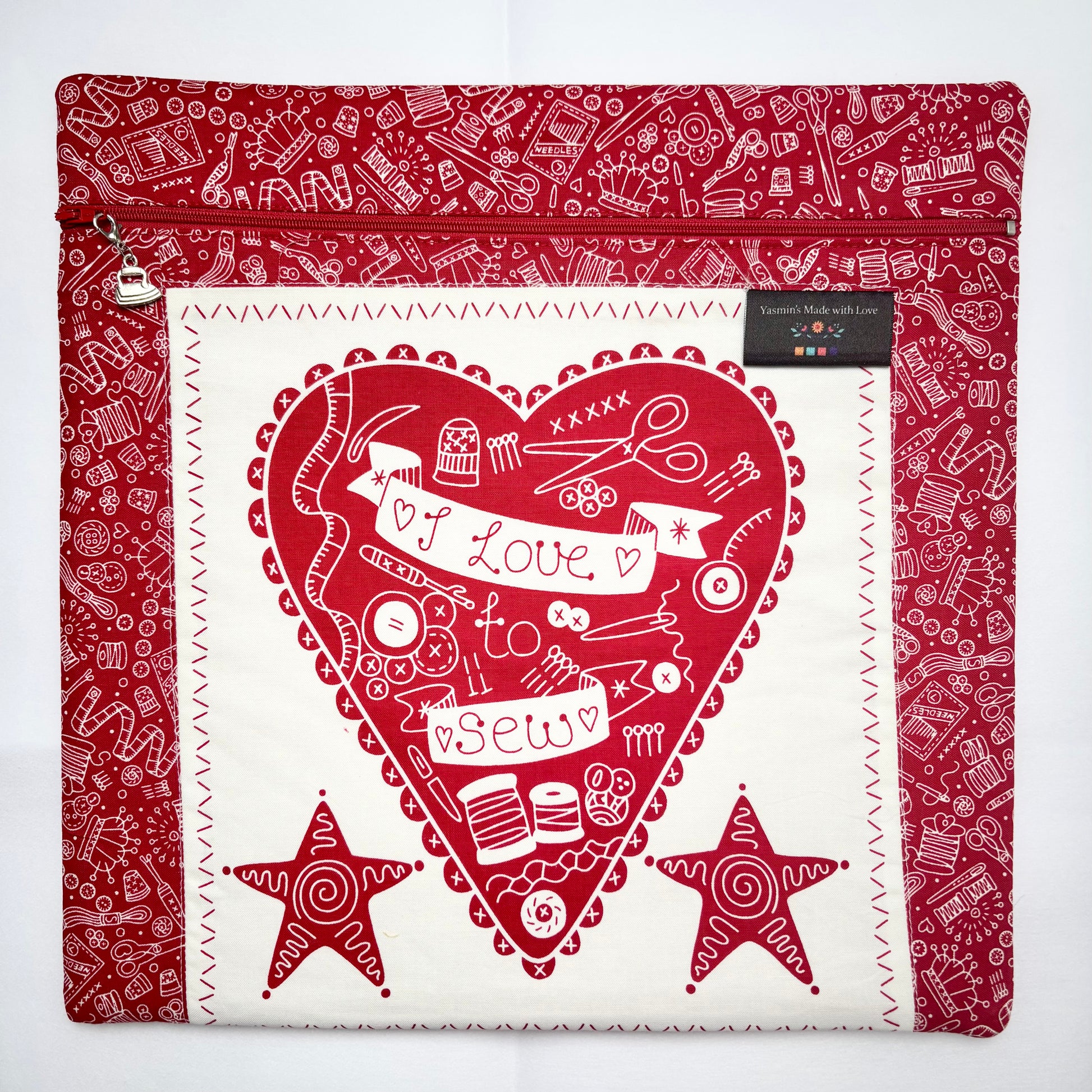 Say It With a Stitch - I love Sew Project Bag (12"x12")