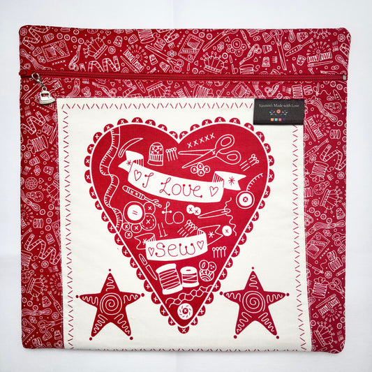 Say It With a Stitch - I love Sew Project Bag (12"x12")