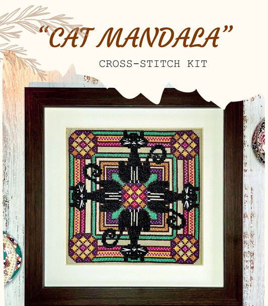 Cat Mandala Cross-stitch Kit