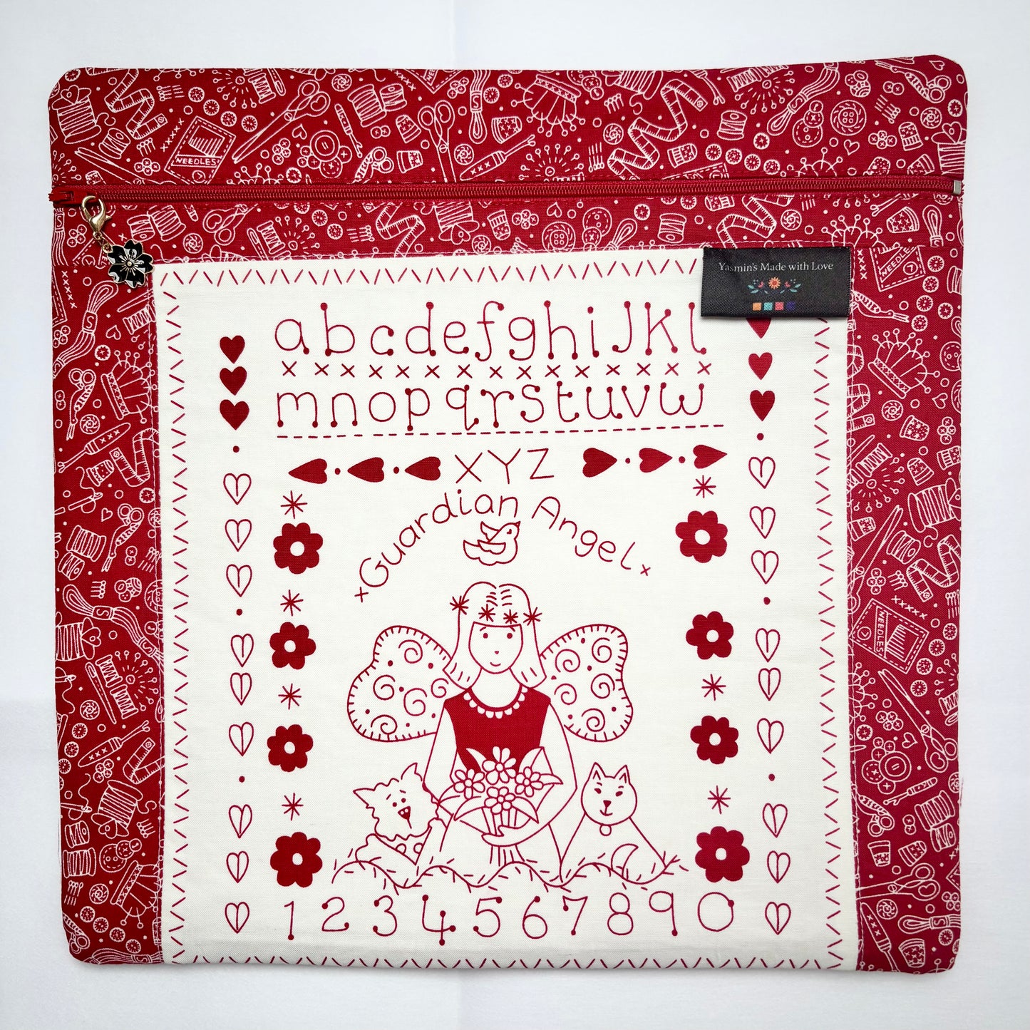 Say It With a Stitch Guardian Angel Project Bag 12×12 quilting cotton craft organiser