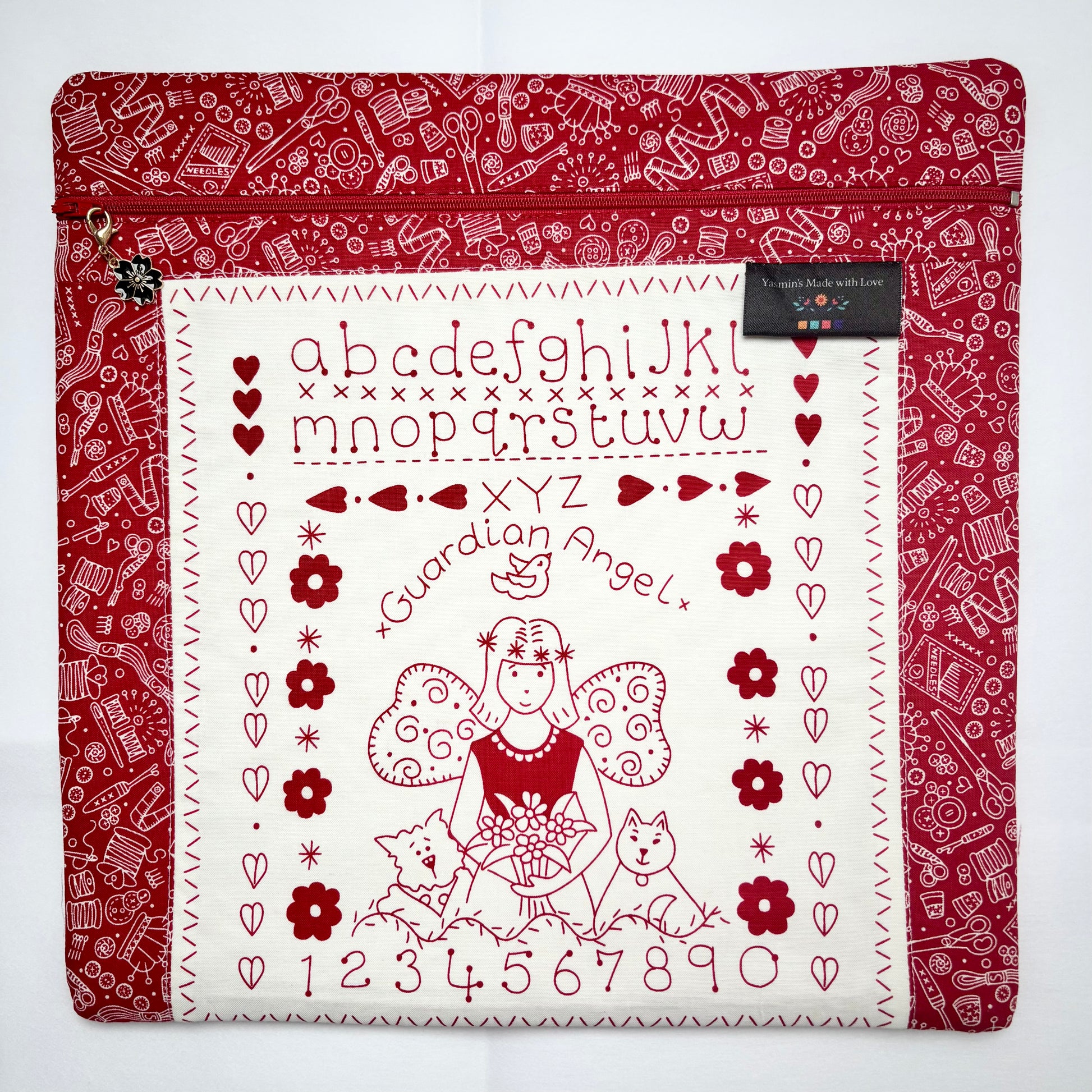 Say It With a Stitch Guardian Angel Project Bag 12×12 quilting cotton craft organiser