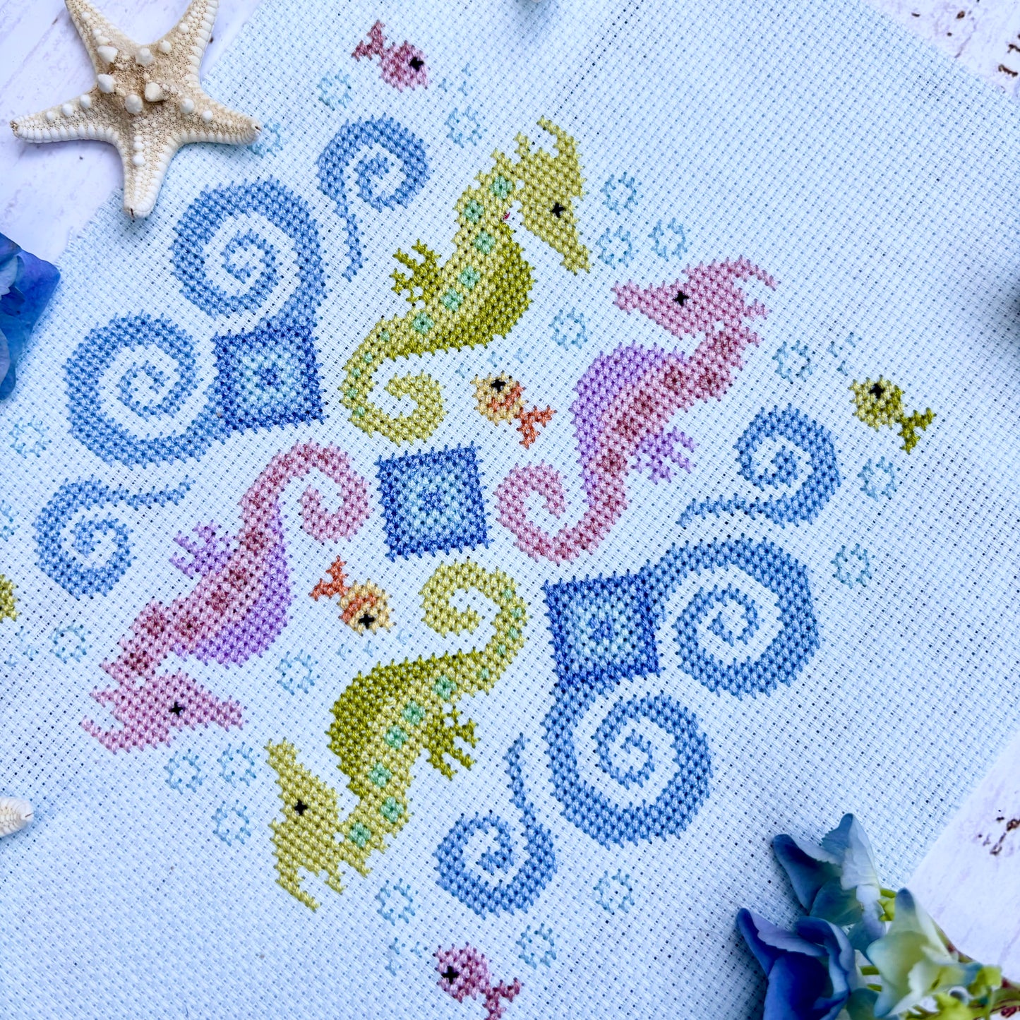 Seahorse Mandala Cross-stitch Kit