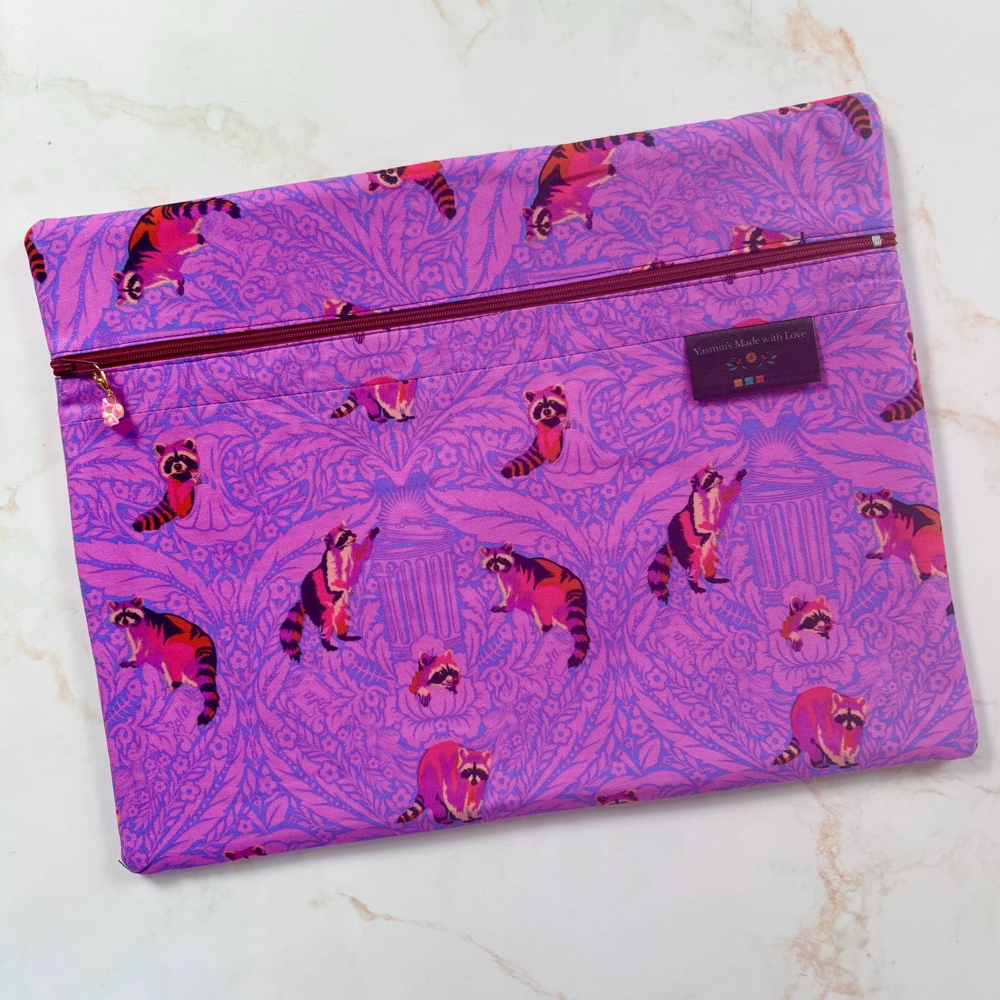 Tiny Beasts Purple Racoon Project Bag 11’x14’ (27.9cm x 35.6cm)