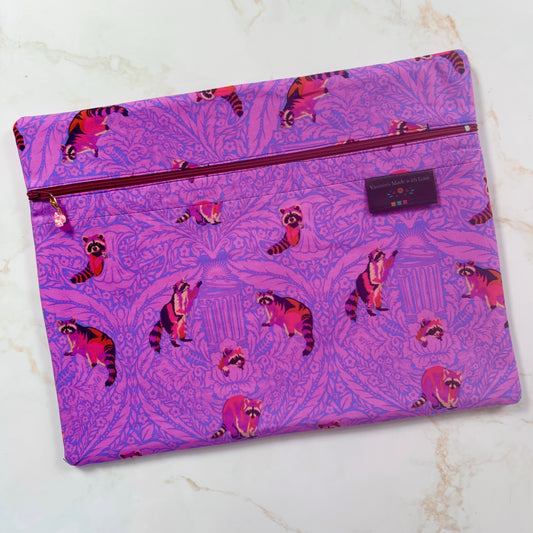 Tiny Beasts Purple Racoon Project Bag 11’x14’ (27.9cm x 35.6cm)