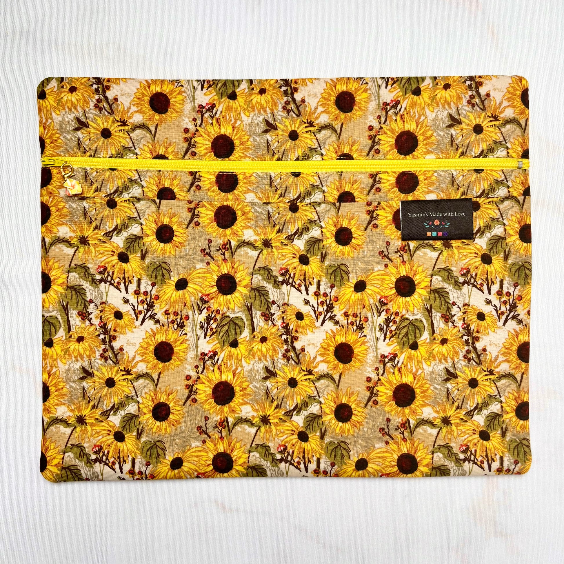 Sunflowers Project Bag 11×14 quilting cotton craft organiser