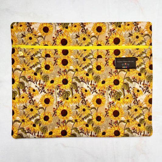 Sunflowers Project Bag 11×14 quilting cotton craft organiser