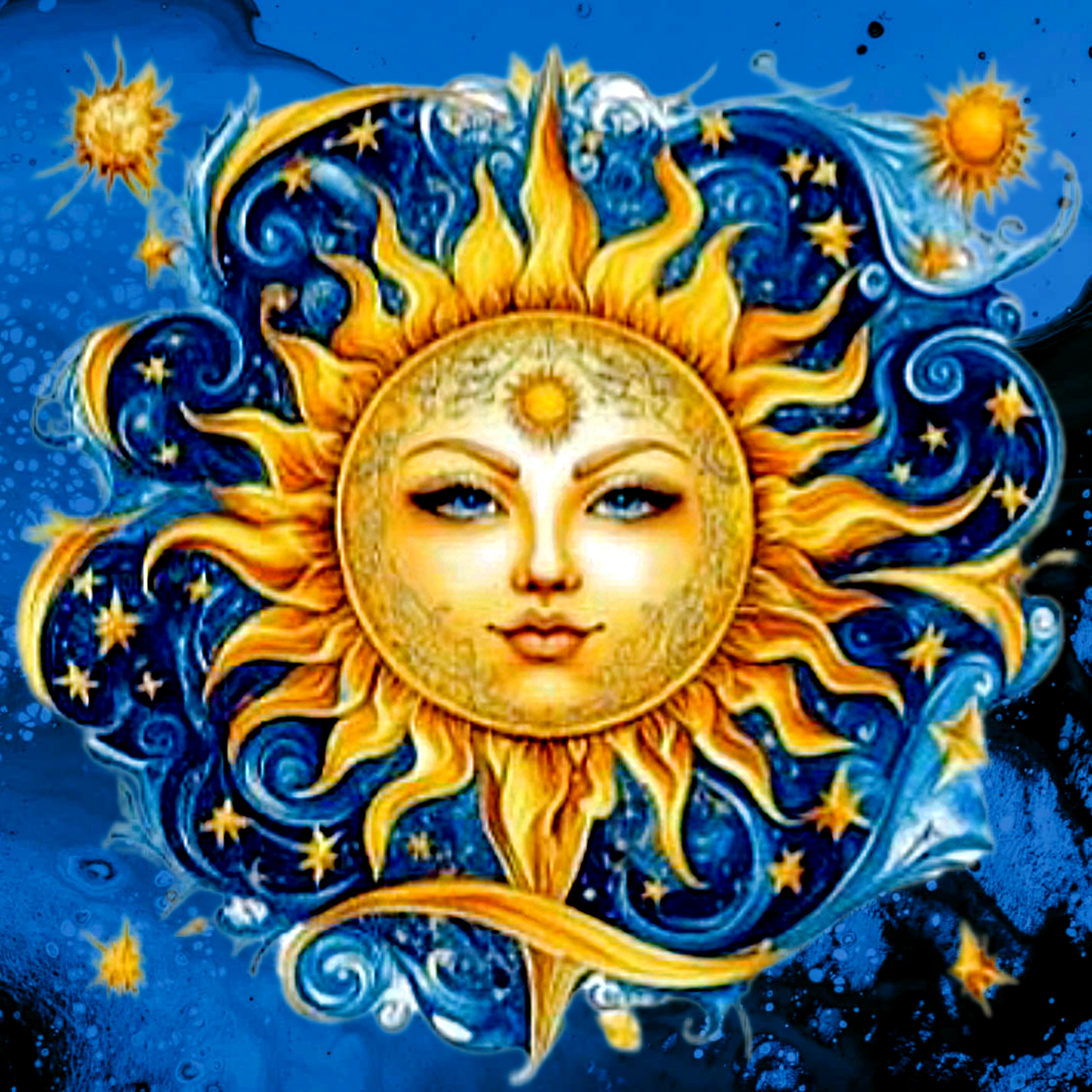 Celestial Sun Hand-Painted Storage Boxes