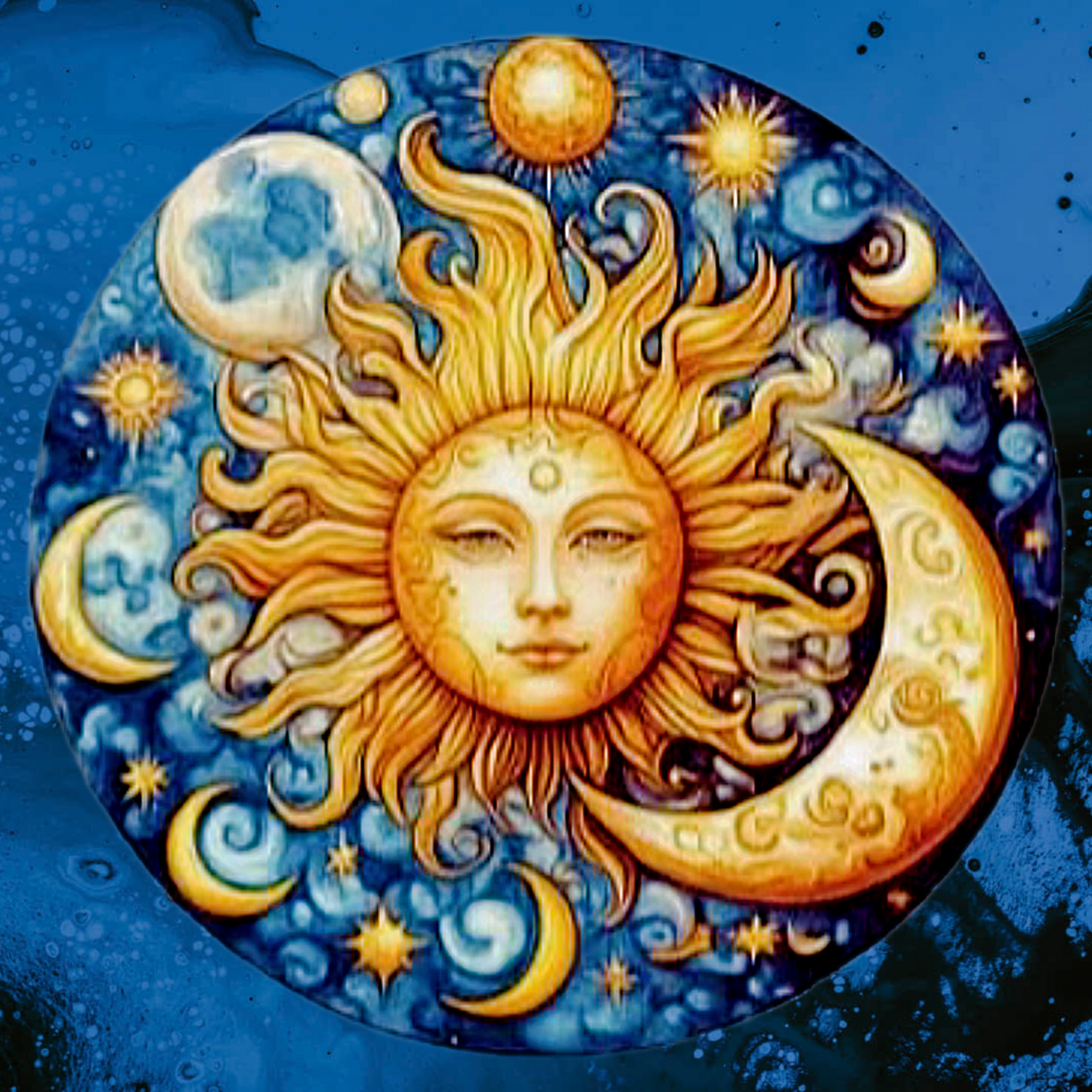 Celestial Sun Hand-Painted Storage Boxes