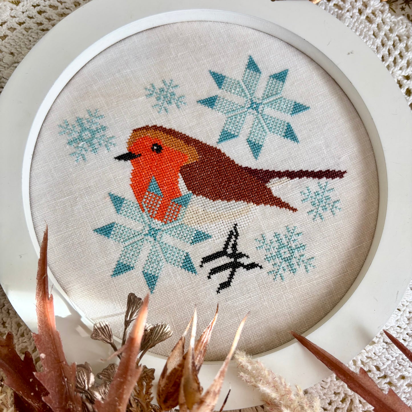 Robin in Winter Cross-stitch Pattern