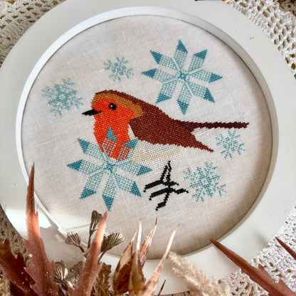 Robin in Winter Cross-stitch Pattern