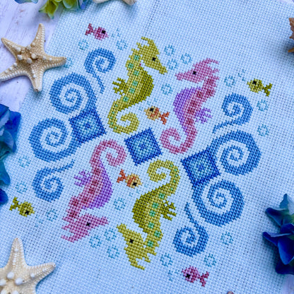Mandala Style Cross-stitch Pattern - SEAHORSE