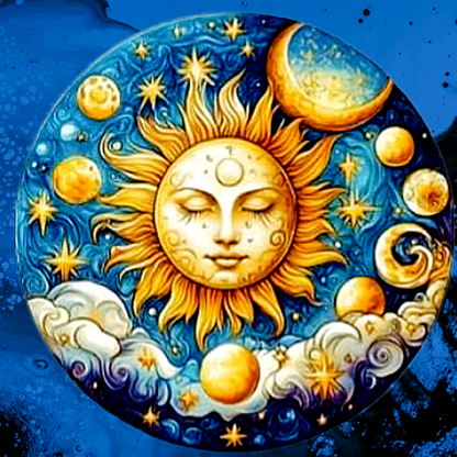 Celestial Sun Hand-Painted Storage Boxes