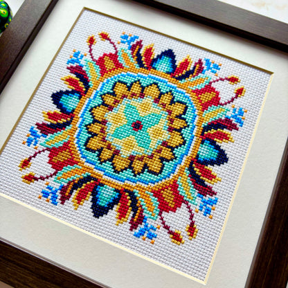 Summer mandala cross stitch chart