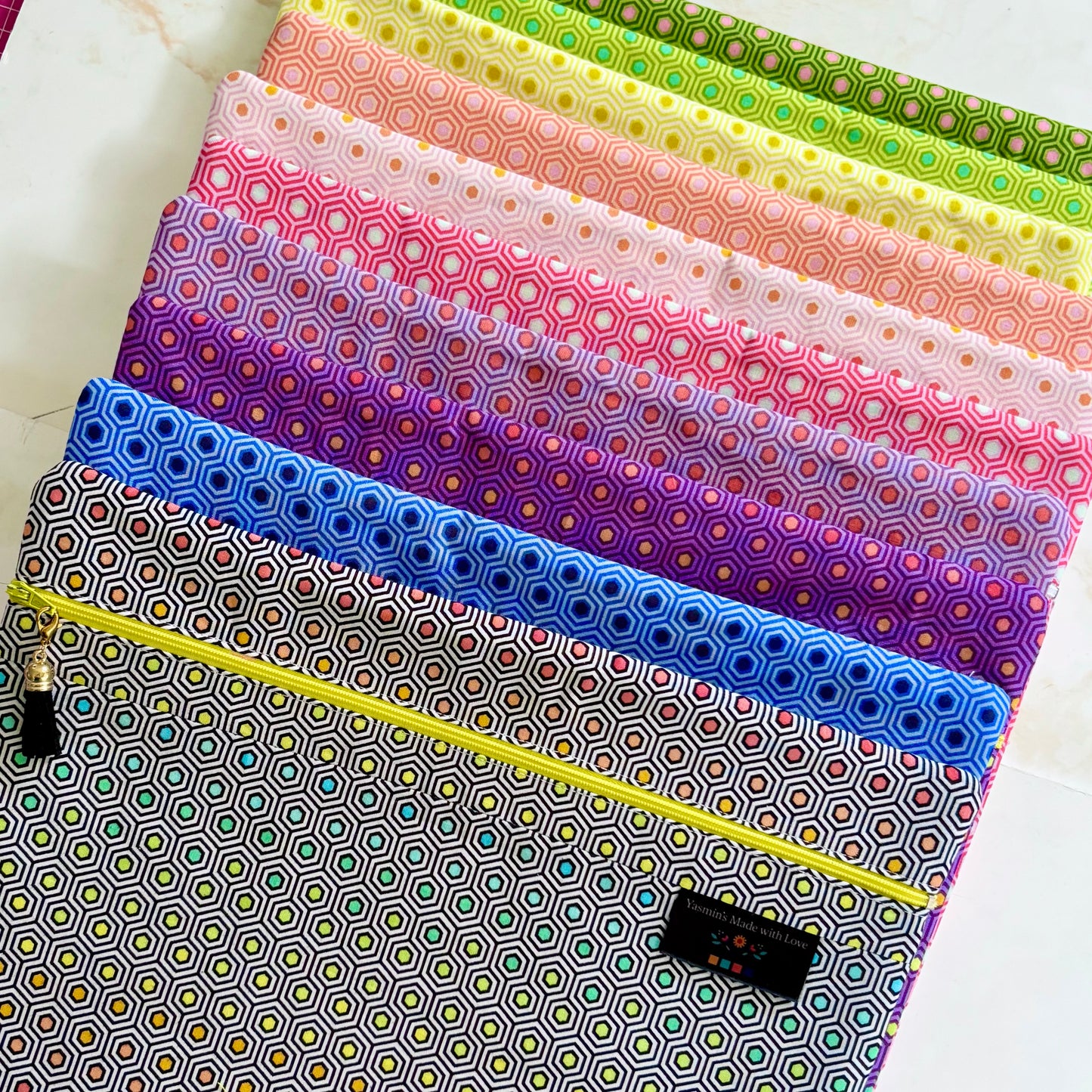 True Colors Hexagons Project Bag 11"×14" (27.9cm × 35.6cm)