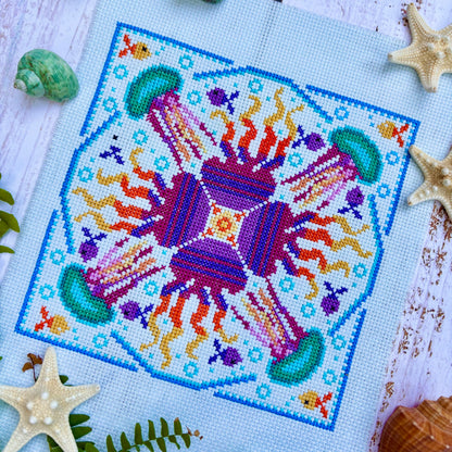 Mandala Style Cross stitch Pattern - JELLYFISH