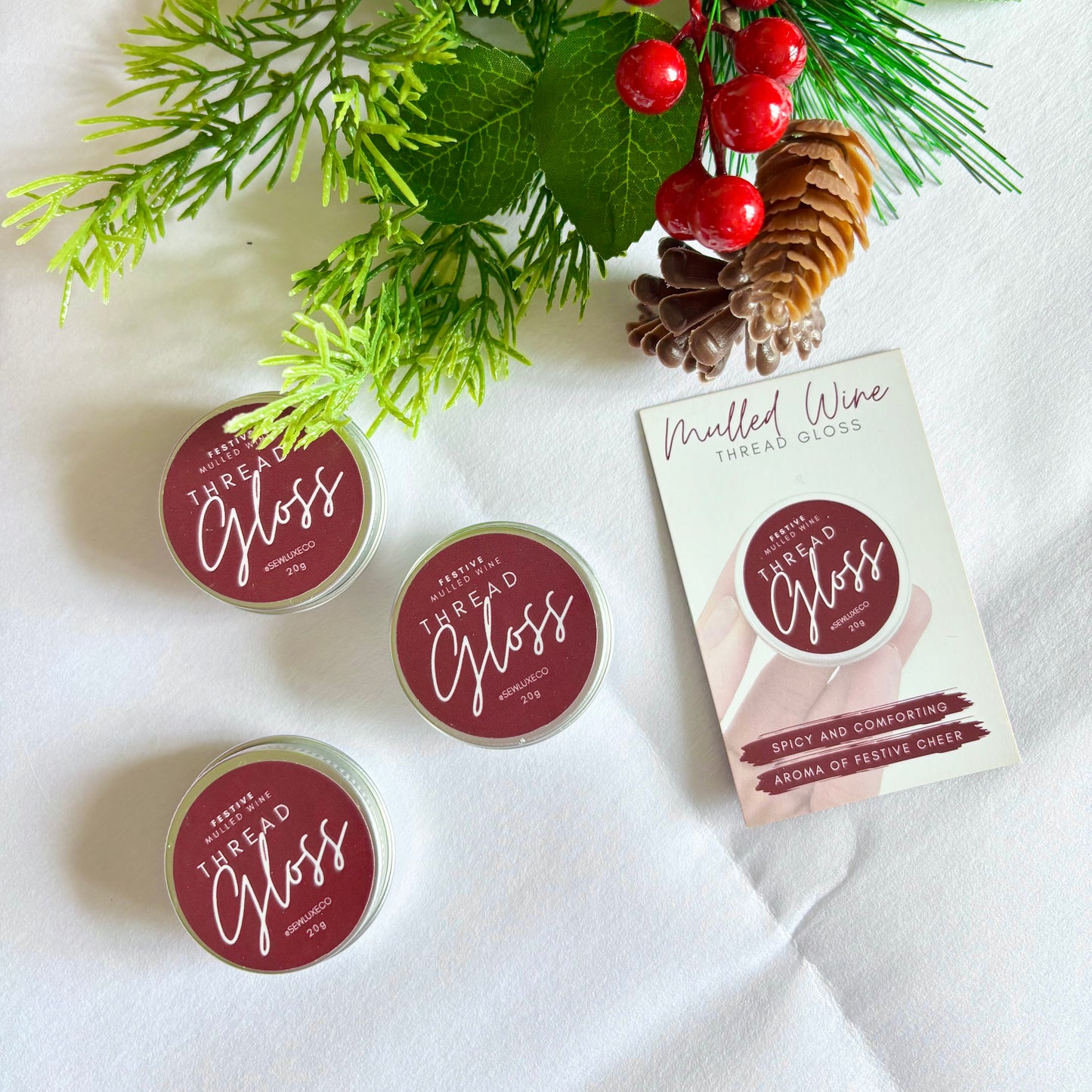 Mulled wine scented thread gloss for embroidery