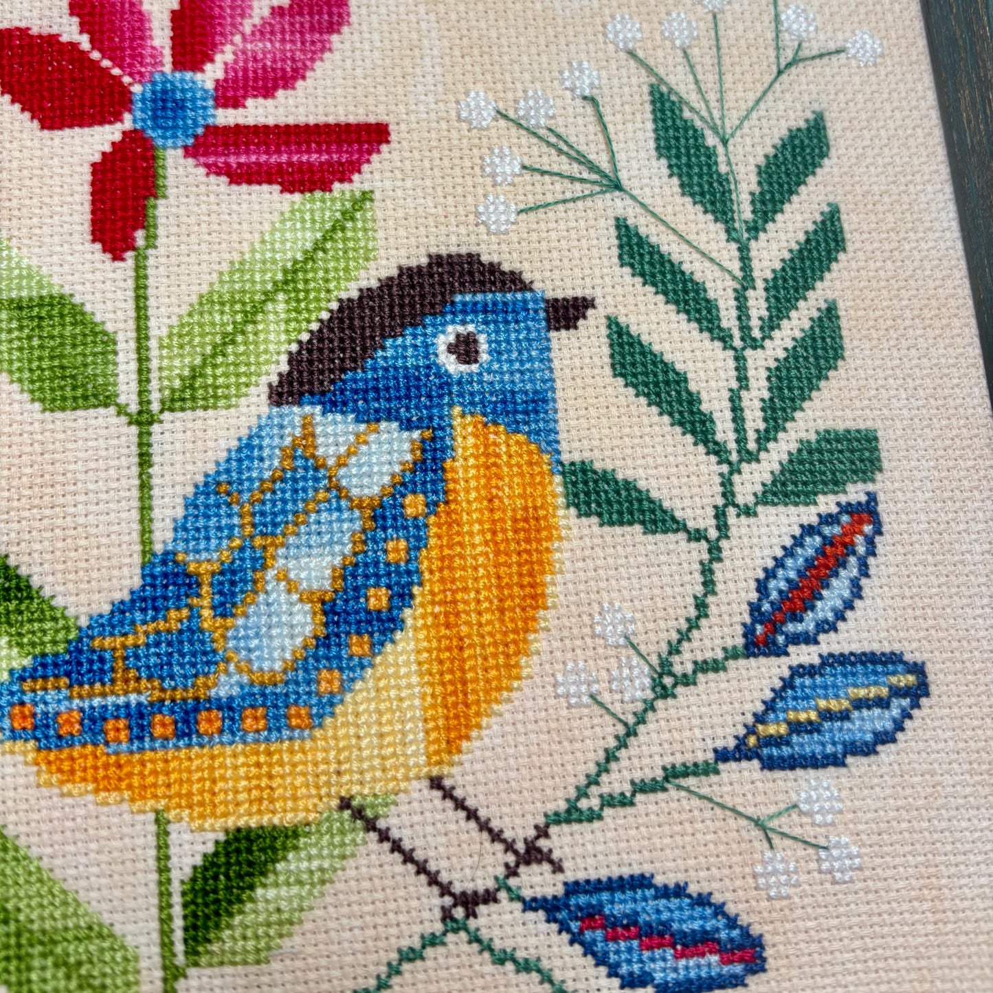 A Bird in the Field Cross-Stitch Pattern