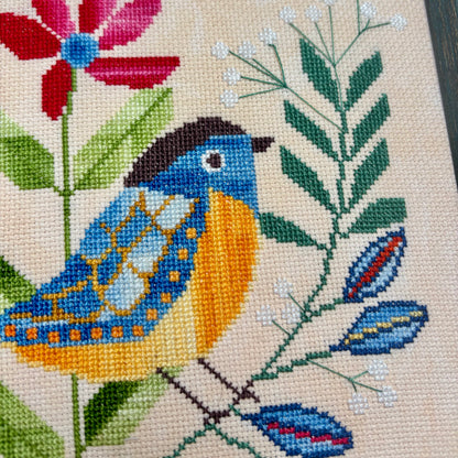 A Bird in the Field Cross-Stitch Pattern