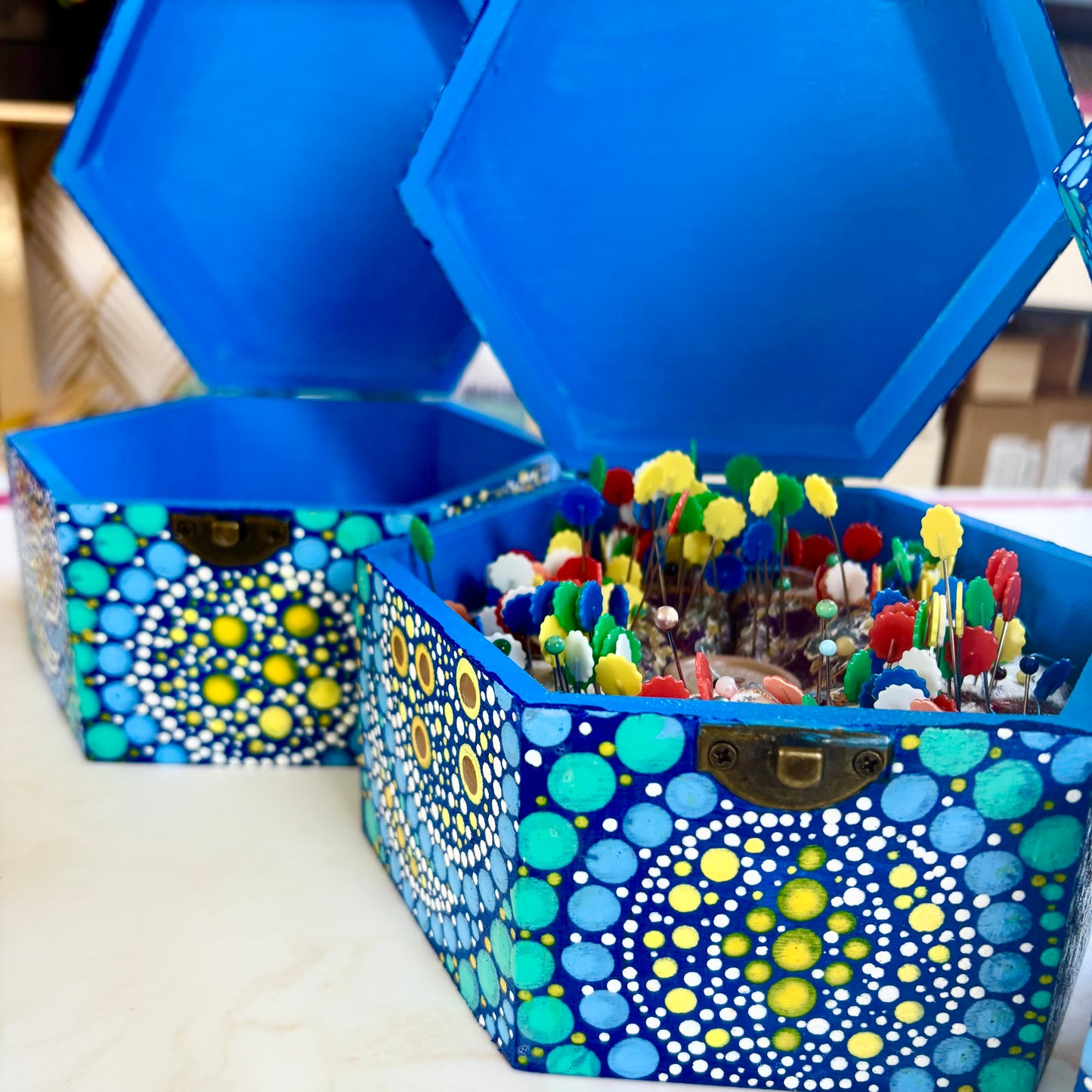 Celestial Sun Hand-Painted Storage Boxes