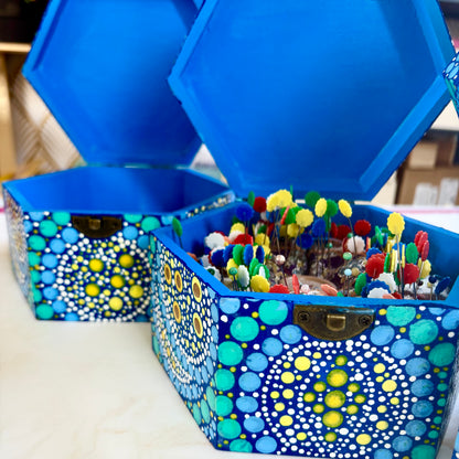 Celestial Sun Hand-Painted Storage Boxes