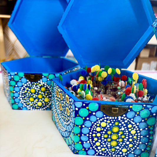 Celestial Sun Hand-Painted Storage Boxes