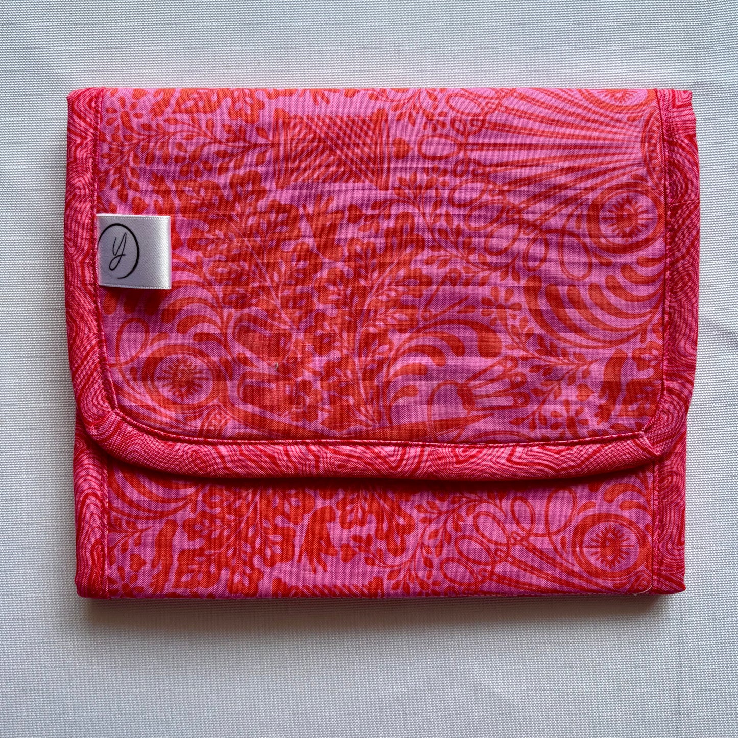 Handmade Cross-Stitch & Embroidery Project Keeper with floral fabric design