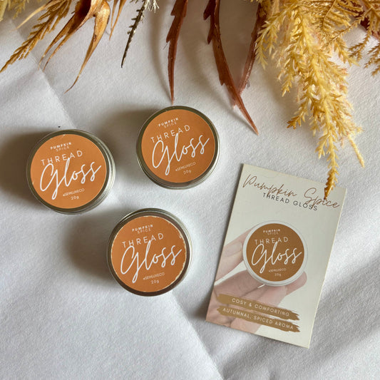 Pumpkin spice scented thread gloss tin for embroidery