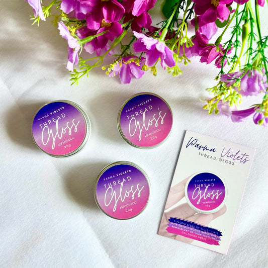 Parma Violet scented thread gloss for embroidery