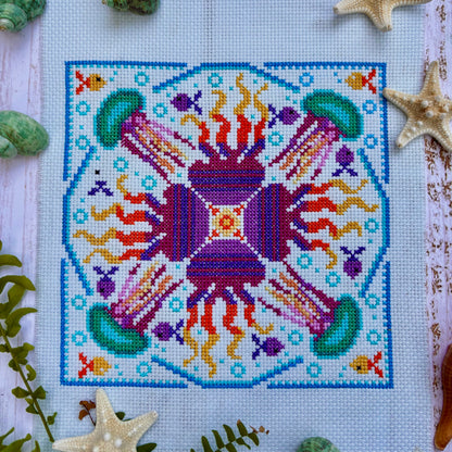 Mandala Style Cross stitch Pattern - JELLYFISH