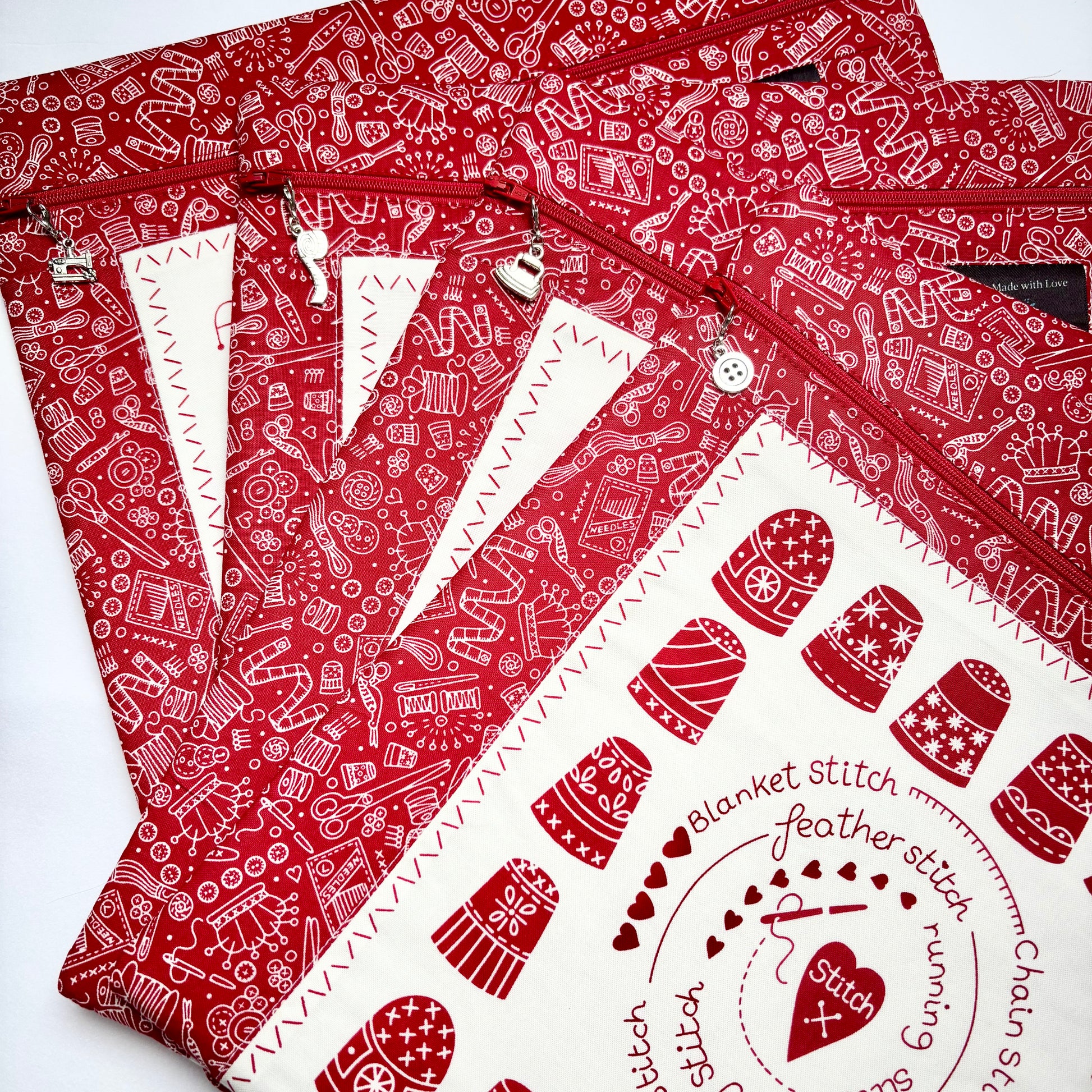 Large craft storage pouch with Say It With a Stitch fabric – handmade