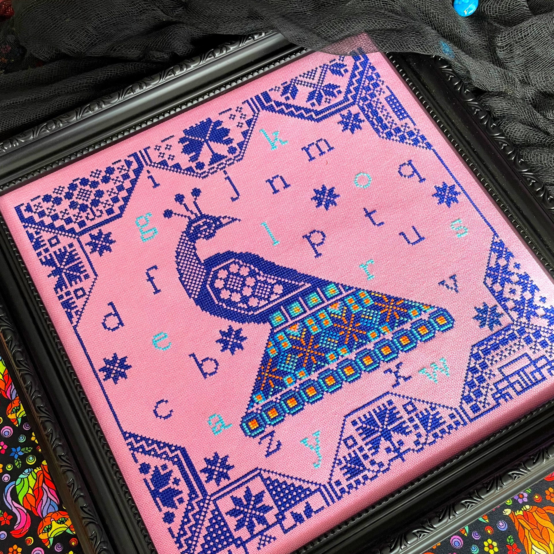 Peacock Quaker Cross-Stitch Chart