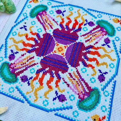 Mandala Style Cross stitch Pattern - JELLYFISH