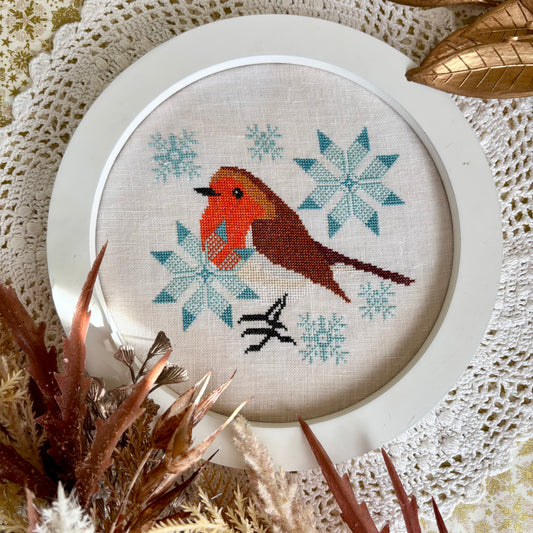 Robin in Winter Cross-stitch Pattern
