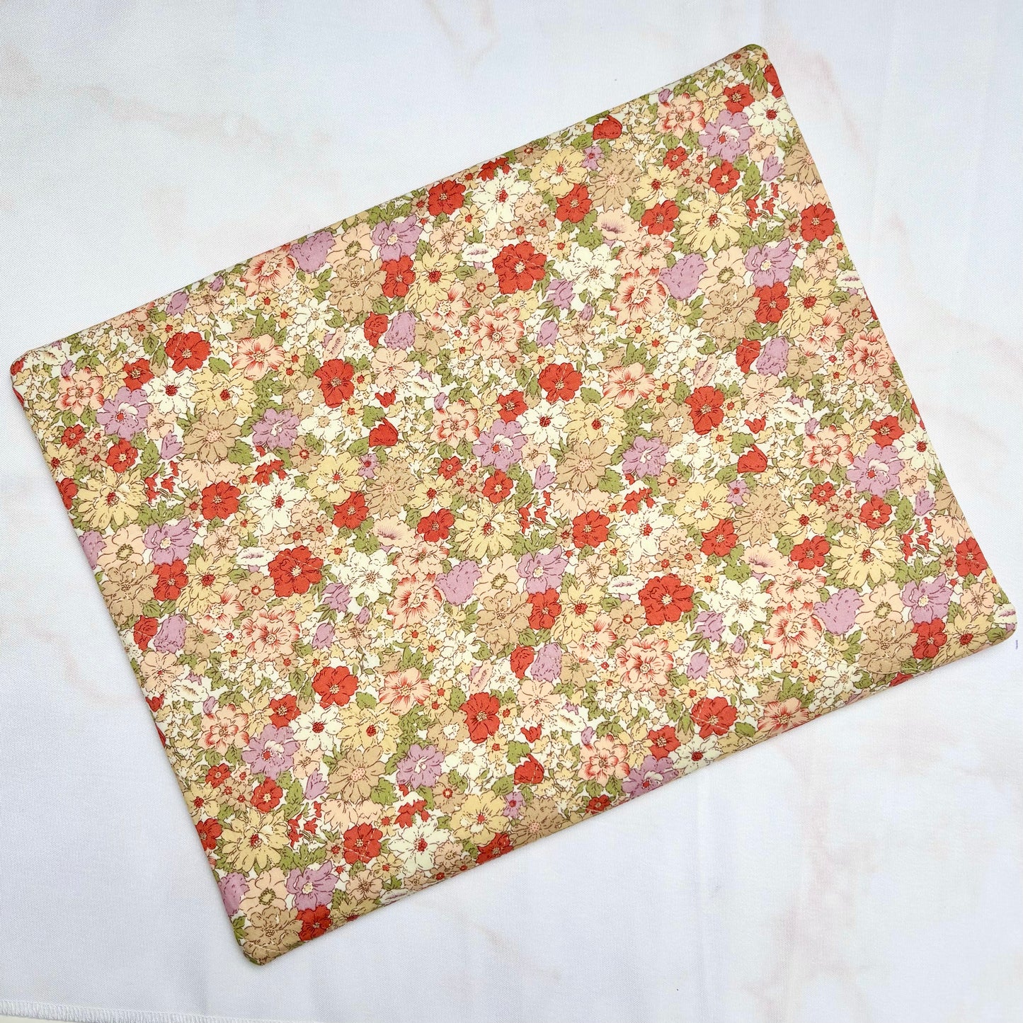 Orange Flowers Project Bag 11×14 quilting cotton craft organiser