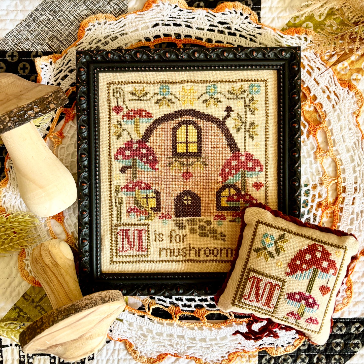 M is for Mushroom Duo Cross-stitch Chart