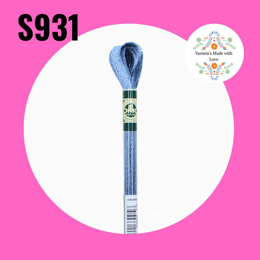 DMC S931 - Antique Blue Medium Satin Embroidery Thread