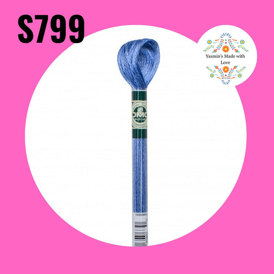DMC S799 - Delft Blue Medium Satin Embroidery Thread