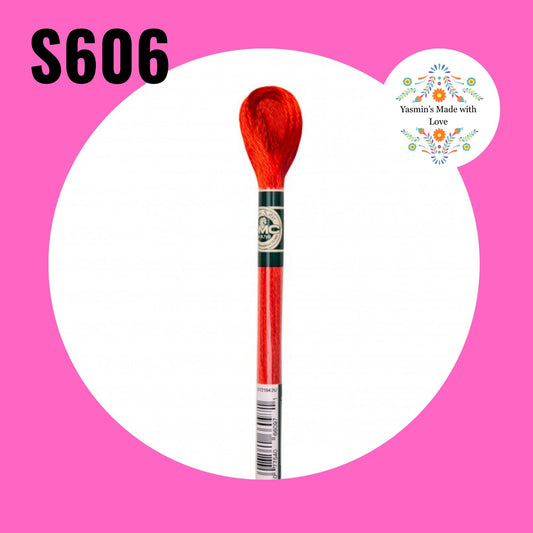 DMC S606 - Orange Red Bright Satin Embroidery Thread