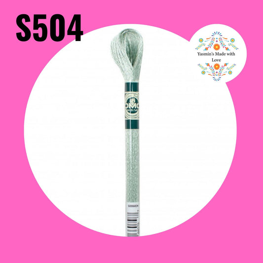 DMC S504 - Blue Green Light Satin Embroidery Thread